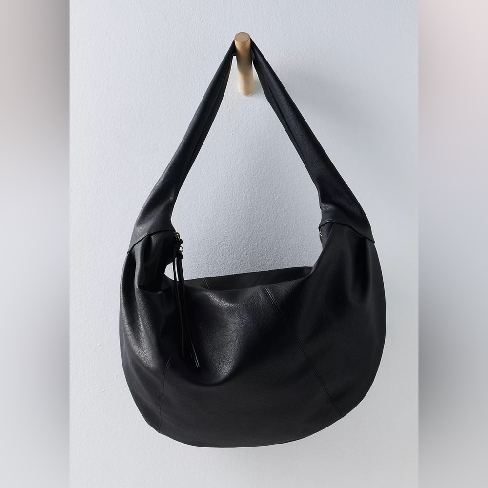 NWT Free People Slouchy Carryall Bag Black Faux Leather - Oversized Hobo Style!!